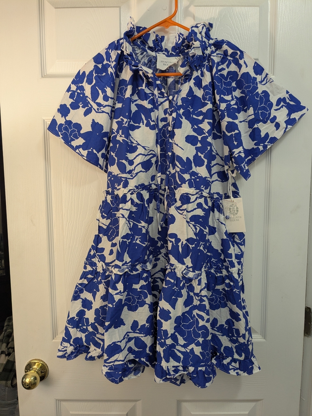 Tuckernuck Blue and White Floral Tiered Mini Dress